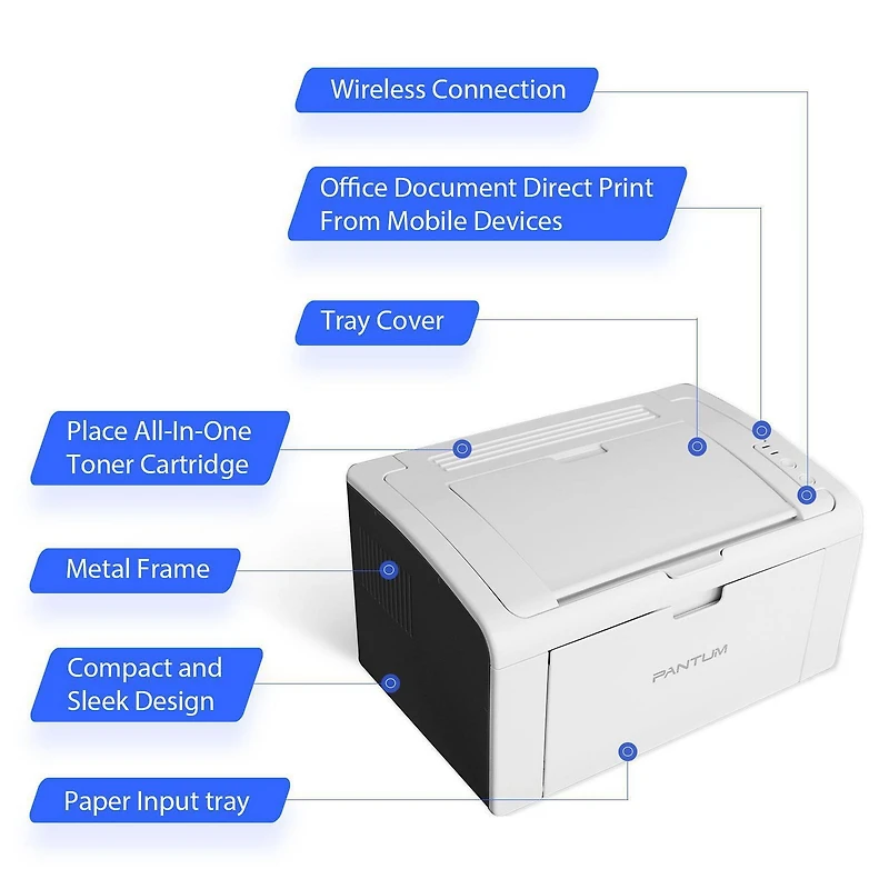 Imprimante laser monochrome sans fil Pantum P2509W
