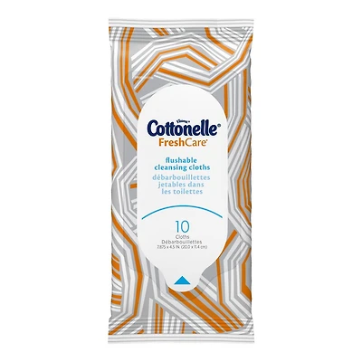 Débarbouillettes jetables dans les toilettes Cottonelle® Fresh Care*, emballage souple, 10 unités