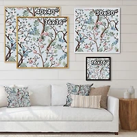 Designart Chinoiserie Aux Oiseaux Et Pivoines X ART MURAL À CADRE FLOTTÉ