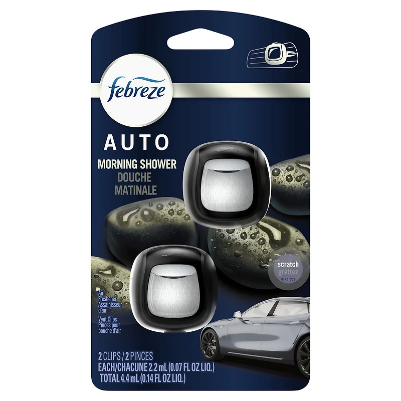 Febreze AUTO Air Freshener Vent Clip Morning Shower Scent Car Vent Clip