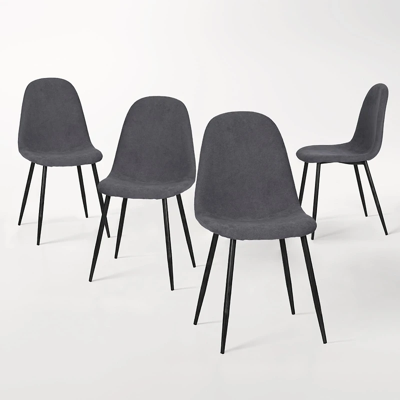 Lot de 4 chaises d'appoint modernes Homy Casa avec pieds en métal pour salle de conférence ou bureau, tissu gris