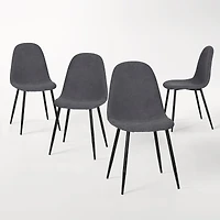 Lot de 4 chaises d'appoint modernes Homy Casa avec pieds en métal pour salle de conférence ou bureau, tissu gris
