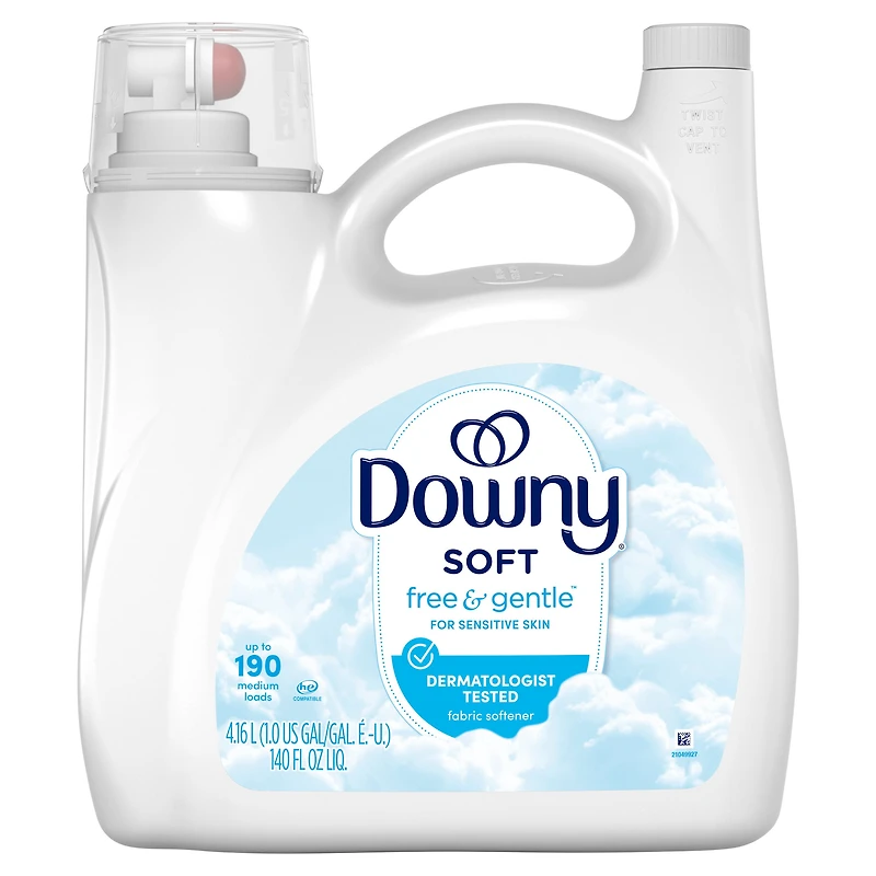 Downy Free & Gentle Liquid Fabric Softener, Hypoallergenic, Sensitive Skin Friendly Fabric Conditioner Liquid, 4.16L