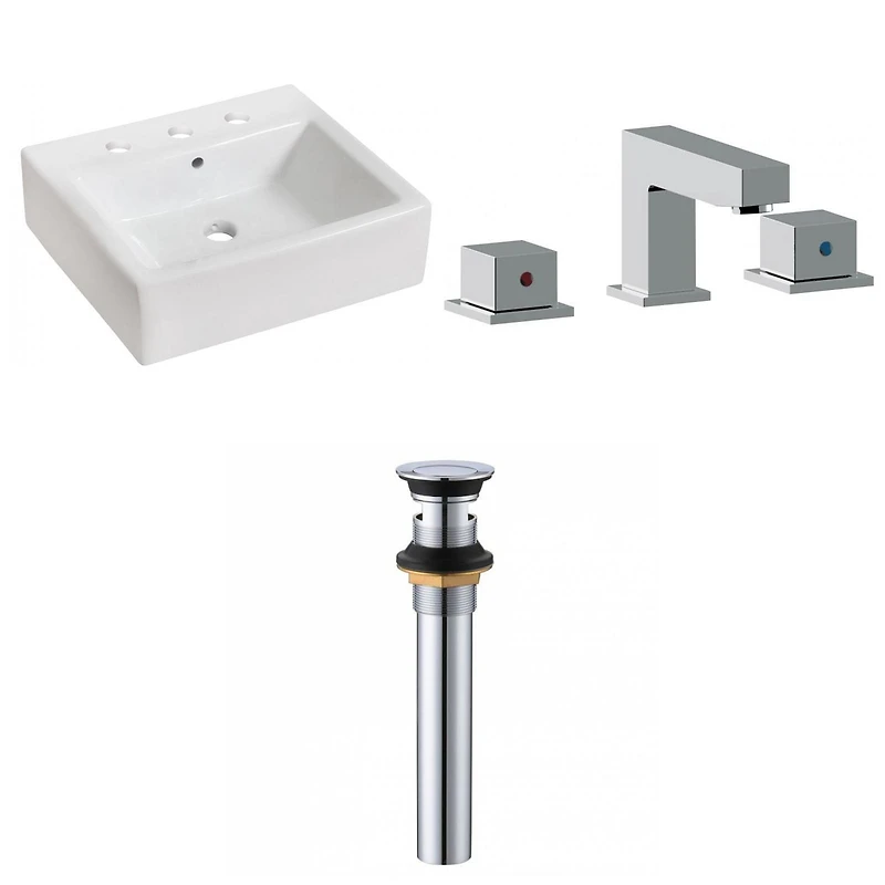 American Imaginations AI-33832 21 pouces W Au-dessus de contre le navire blanc pour 3H8-in. Centre de forage