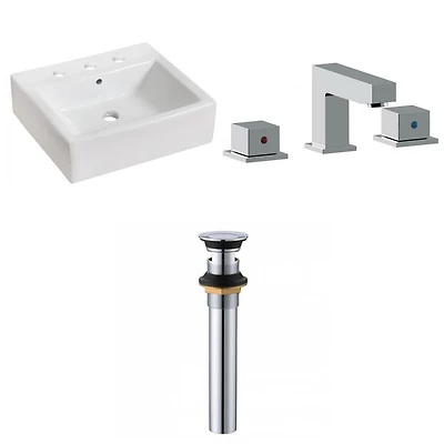 American Imaginations AI-33832 21 pouces W Au-dessus de contre le navire blanc pour 3H8-in. Centre de forage