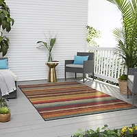 Mohawk Printed Indoor/Outdoor Avenue Stripe Nylon Area Rug 5'x8'