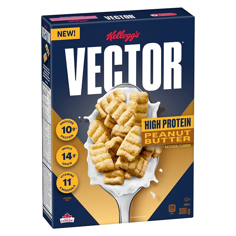 Céréales Kellogg’s® Vector® Croustillant au beurre d’arachide à teneur élevée en protéines 306 g Céréales Kellogg’s® Vector® Croustillant au beurre d’arachide à teneur élevée en protéines, 306g