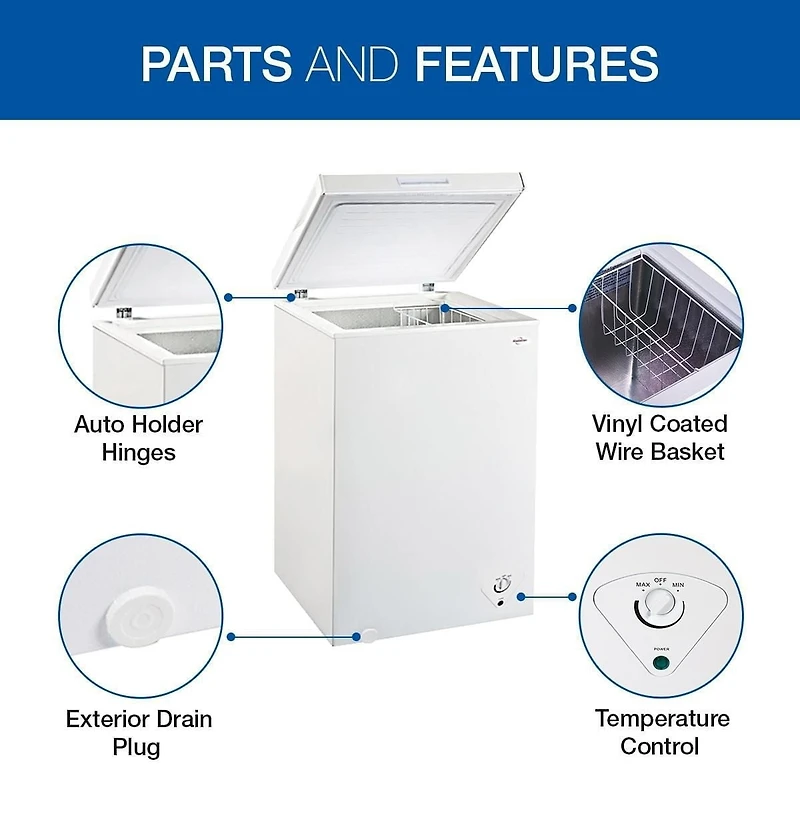 Koolatron - Congélateur coffre compact, blanc, 3,5 pieds cubes