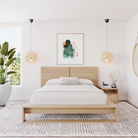 Ensemble de chambre à coucher Audrey 3 pièces avec lit queen size, tête de lit, sommier à lattes et table de chevet
