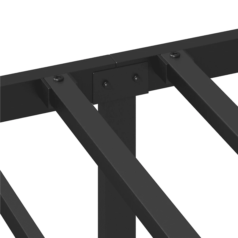 Fullfurnique Metal Bed Frame with Heavy Duty Slat Support and Arched Headboard and Footboard, Full, Black
