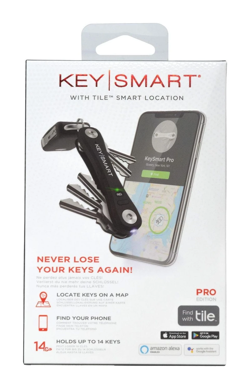 Porte-clés compact Pro de KeySmart à localisation intelligente Tile - Noir