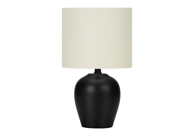Monarch Specialties Luminaire, 17"h, Lampe De Table, Noir Céramique, Teinte Ivoire / Crème, Transitionnel