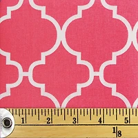 FABRIC CREATIONS Fat Quarter Pre‑Cut, White with Coral Pink Moroccan Lanterns — 18 × 21 in (45 × 53 cm), 100% Cotton