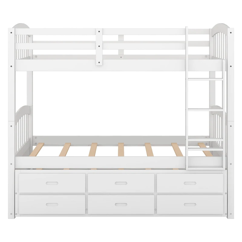 Homy Casa Twin Over Twin Bunk Bed with Trundle and Drawers for Shared Rooms Family Homes