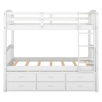 Homy Casa Twin Over Twin Bunk Bed with Trundle and Drawers for Shared Rooms Family Homes