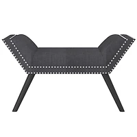 Modern Fabric and Solid Wood Bench - Grey and Black