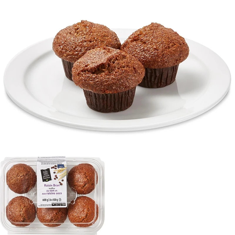 Muffins au son et aux raisins secs Mon marché fraîcheur 6 muffins, 600 g au total