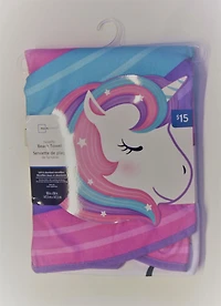 100% Polyester Unicorn Shaped Novelty Beach Towel. 58" x 58"