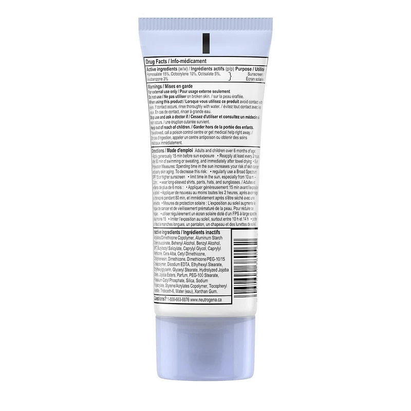 Lotion écran solaire Neutrogena Ultra Sheer sec au toucher, protection à large spectre FPS 60 UVA et UVB, sans oxybenzone, légère, hydrofuge, non comédogène et non grasse 88 ml