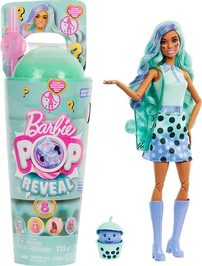 Barbie Pop Reveal Boba Tea Series Fashion Doll & Accessories Set with 8 Surprises (Styles May Vary)