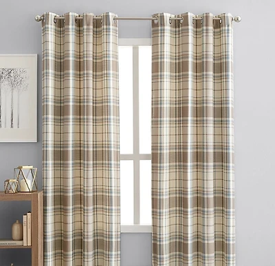 hometrends Reilly Plaid 84" Window Curtain Panel Grommets