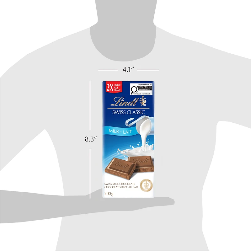 Barre Chocolat au lait Lindt SWISS CLASSIC, 200g