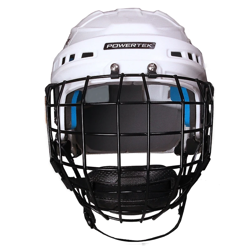 V3.0 Powertek White Helmet with Cage - SR Large
