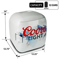 Coors Light Mini réfrigérateur 7,9 L, refroidisseur/réchaud portable 12 canettes pour voyage, maison, bureau - Gris