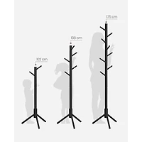 Boutique Home Adjustable Free-standing Coat Rack with 8 Hooks & 3 Height Options, Black