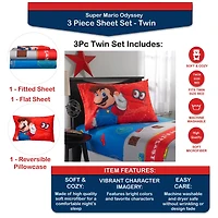 Super Mario "Caps Off" Twin Sheet Set