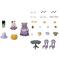 Calico Critters Ensemble de fête surprise d'Halloween, ensemble de jeu pour maison de poupée avec figurines et accessoires