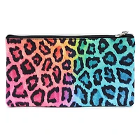 Pen+Gear Leopard Print Pencil Pouch in Rainbow Colours with 2 Zip Compartments