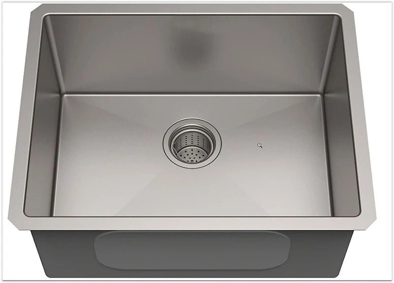 American Imaginations AI-29392 23 pouces Évier à lessive en nickel brossé approuvé par W CUPC avec finition en nickel brossé et calibre 18