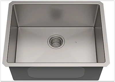 American Imaginations AI-29392 23 pouces Évier à lessive en nickel brossé approuvé par W CUPC avec finition en nickel brossé et calibre 18