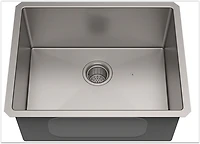 American Imaginations AI-29392 23 pouces Évier à lessive en nickel brossé approuvé par W CUPC avec finition en nickel brossé et calibre 18