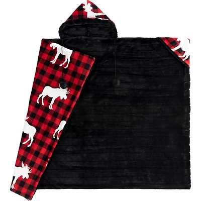 Safdie & Co. Hoodzy Couverture Fausse Fourrure Plaid Rouge Orignal