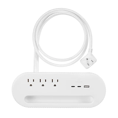 Globe Electric 3-Outlet White Desktop Charger and Phone Holder with 1x USB-A Port and 2x USB-C Ports