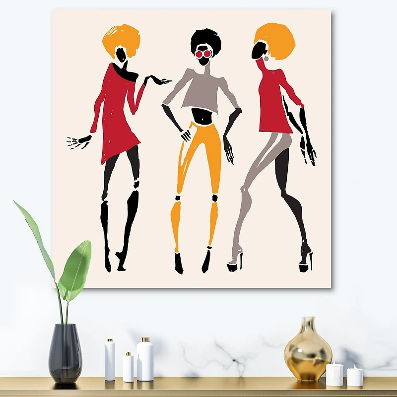 Designart Silhouettes de femmes afro-américaines I Art mural sur toile
