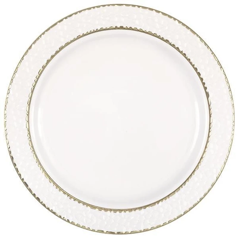 Assiettes en plastique blanc de 10,25 po avec bord martelé Assiettes en plastique blanc de 26cm