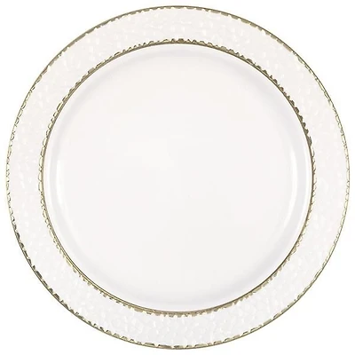 Assiettes en plastique blanc de 10,25 po avec bord martelé Assiettes en plastique blanc de 26cm