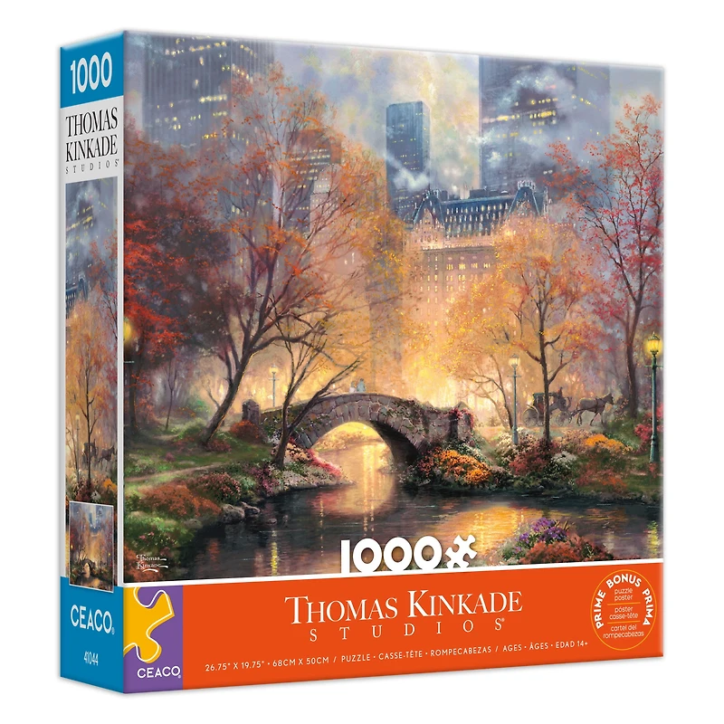 Ceaco Thomas Kinkade Central Park in the Fall 1000-Piece Interlocking Jigsaw Puzzle for Adults Ages 14+