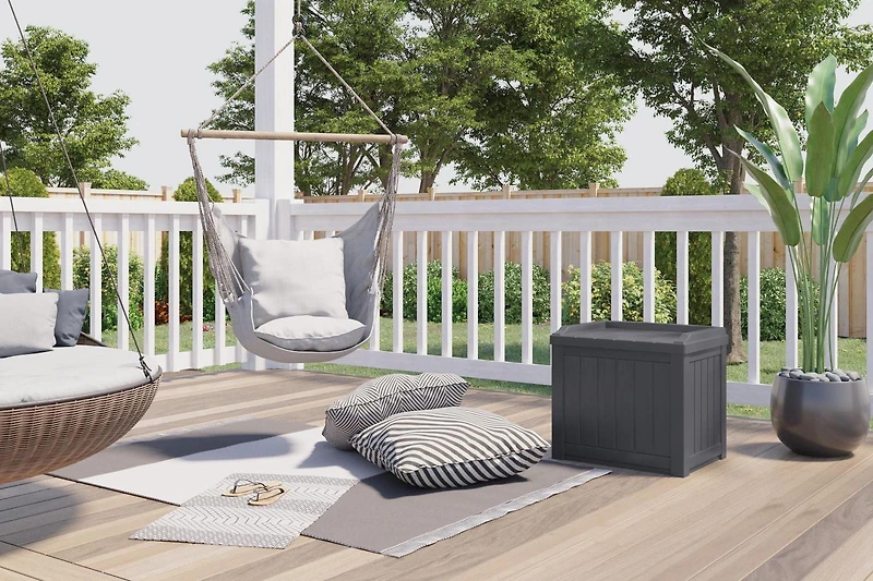 Suncast - 22 Gal. Small Deck Box w/Storage Seat - Cyberspace