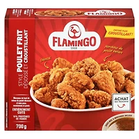 Flamingo Morceaux de haut de cuisse de poulet entièrement Flamingo Morceux style poulet frit désossés et croustillants, entièrement cuits avec sachet de sauce moutarde et miel, Flamingo 700 g