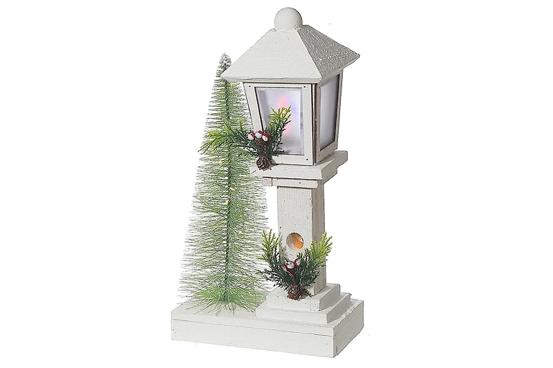 Lampadaire Led En Bois Blanc Avec Arbre 14,61"