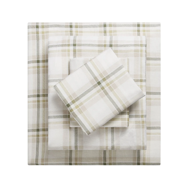 Ensemble de draps en flanelle 4 pièces Tartan d’Aberdeen HOMETRENDS, grand 100 % coton