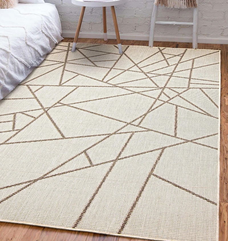 ECARPET Indoor Outdoor Area Rug for Patio, Deck, Living Room Sisal Abstract Collection