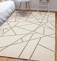 ECARPET Indoor Outdoor Area Rug for Patio, Deck, Living Room Sisal Abstract Collection