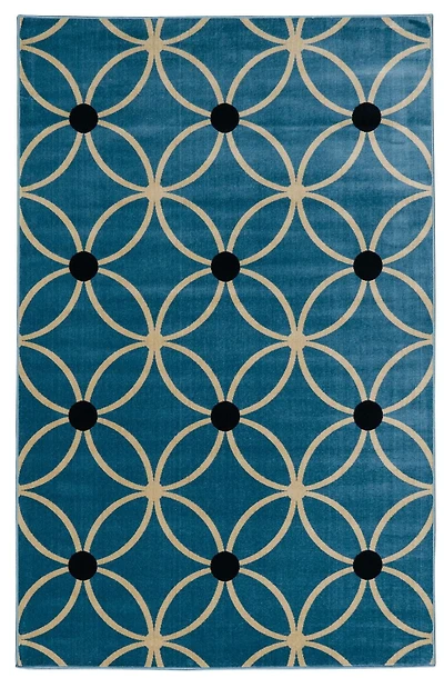 Tapis Vintage Tangram bleu & sable 5 pi x 7 pi6 po