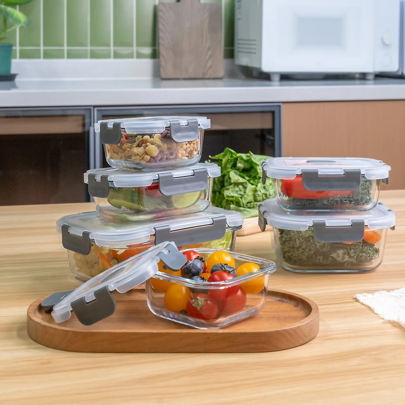 Mainstays 12 PCS Set récipient de stockage de nourriture en verre mélangé