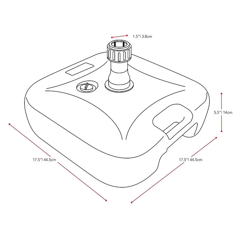 CorLiving 6.5ft x 6.5ft Square Durable Fabric Canopy Tilting Outdoor Umbrella with Steel Frame and Fillable Base